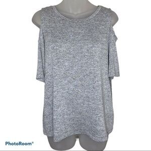 GAP Softspun Gray Marl Cold Shoulder Top Size Small